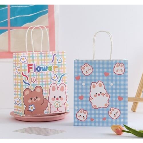 Hot Saling Cartoon Color Cool Girl Paper Bag Snack Bag Storage Bag Cute Posing Props Kawaii Cartoon Paper Bag Ins Style