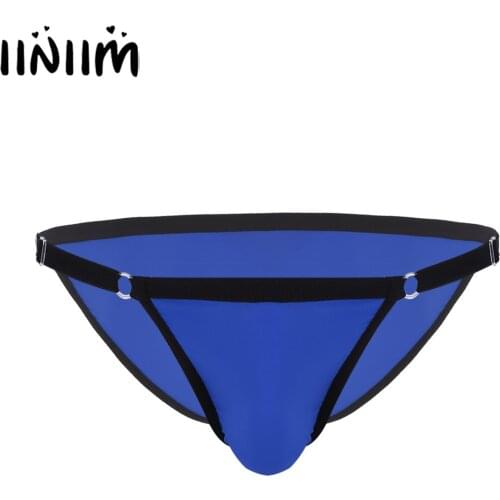 Gay Men Ice Silk Underwear Adjustable Low Rise Jockstraps String Bikini Briefs Swimwear Sexy Sissy Lingerie Homme Slip Panties