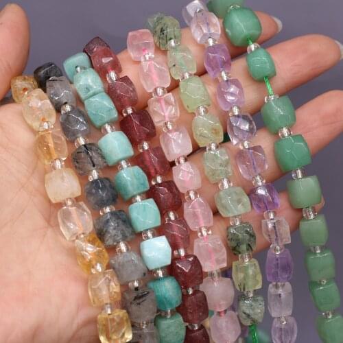 Natural Semi-precious Stone Rectangular Beads Rose Quartz DIY for Making Jewelry Necklace Earrings Bracelet Gift Length 38cm