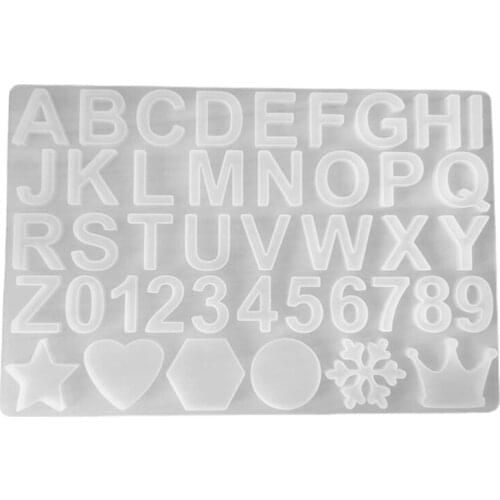 2021 New Crystal Epoxy Resin Mold Alphabet Letter Number Pendant Casting Silicone Mould