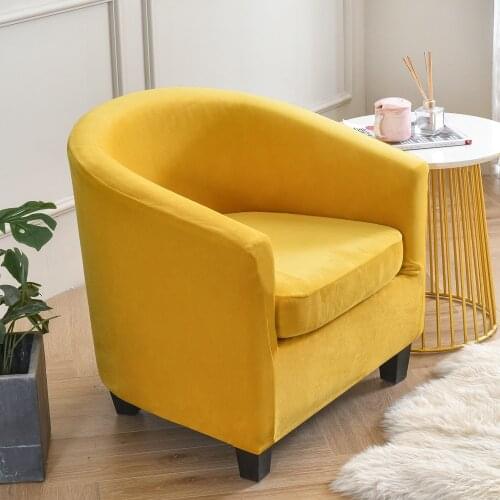 Plush Velvet Tub Chair Slipcover Stretch Solid Color Decorative Wear Resistant One Piece Barrel Accent Armchair Sofa Covers
