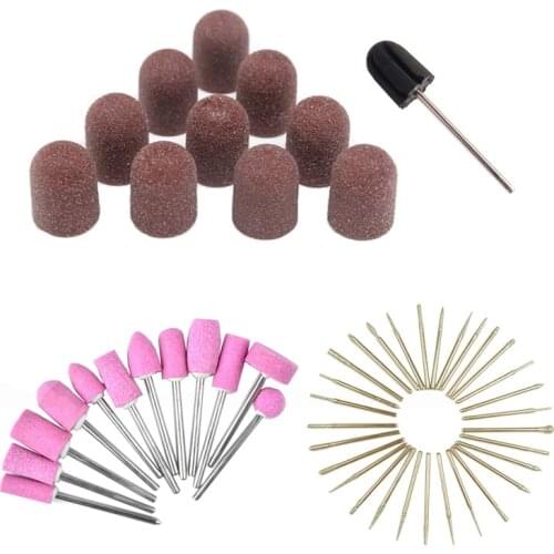 Professional Nail Art Sanding Caps Bands Electric Nail Drill Bits Grip Milling Cutters Manicure Pedicure Drill Tools Salon Nail