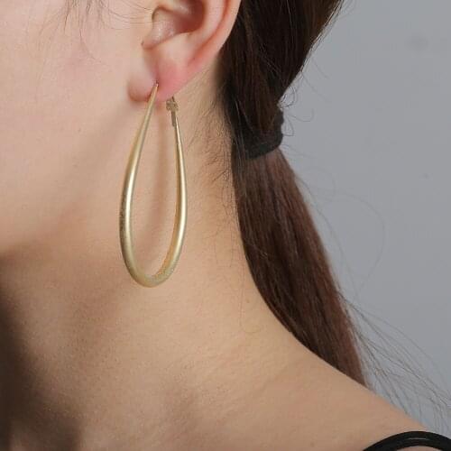 Simple Fashion Matte Gold Color Oval Drop Earrings Femme Brincos oorbellen Punk Geometric Metal Dangle Earring For Women Jewelry