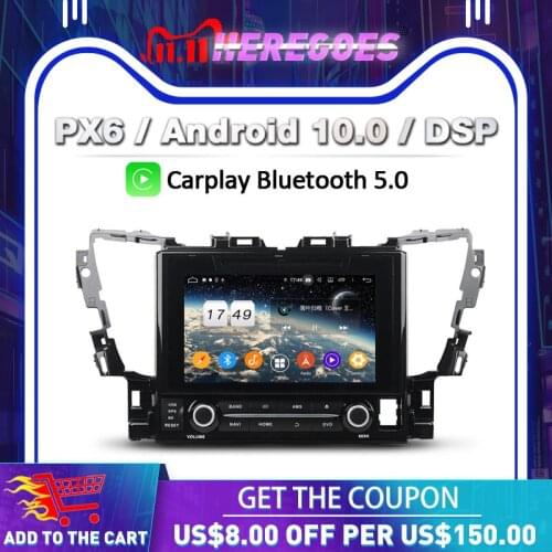 PX6 DSP Android 10.0 4GB RAM 64GB ROM Car DVD Player Wifi Bluetooth 5.0 RDS autoradio GPS map For Toyota Alphard 2015 2016 2017