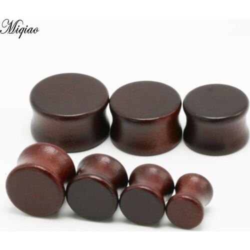 Miqiao 2pcs 8-20mm Piercing Jewelry TUNNEL Hot Selling European and American Brown Solid Wood Auricle Ear Expander