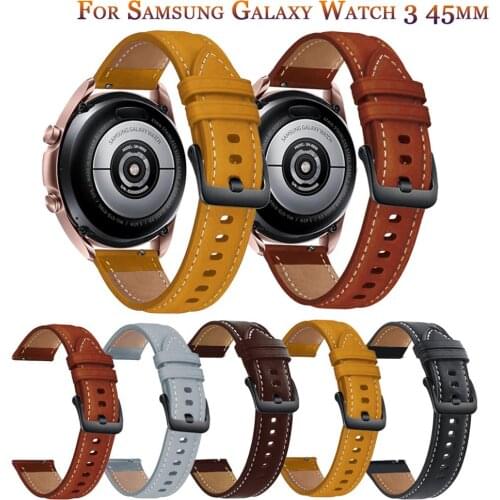 For Samsung Galaxy Watch 3 45mm Strap Genuine Leather Band 22mm Watch Strap Bracelet Watchbands Wristband For Galaxy Watch 46mm