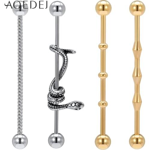 AOEDEJ 1PC Snake Earrings for Women Punk Style Stainless Steel Stud Earrings Long Ear Piercing Body Jewelry Ear Pin Accessories