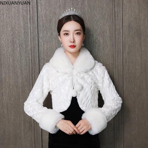 Wholesale Shawl Wedding Wrap Formal Dress Cheongsam Pregnantwith Married Outerwear Bride Cape Ivory Autumn Winter Jacket