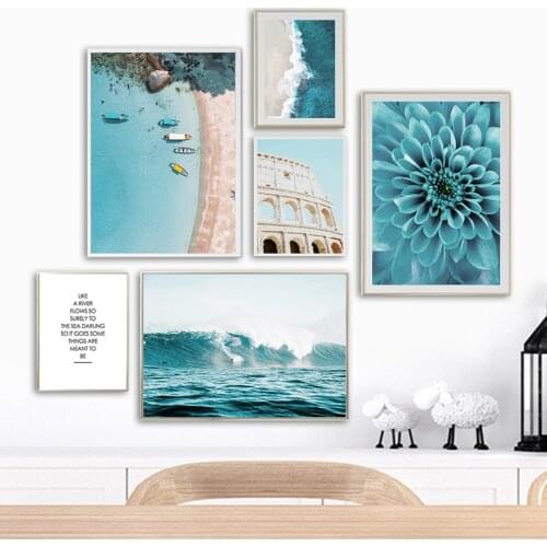 Beach Ocean Waves Dahlia Colosseum Quotes Nordic Posters And Prints Wall Art Canvas Painting Wall Pictures For Living Room Decor