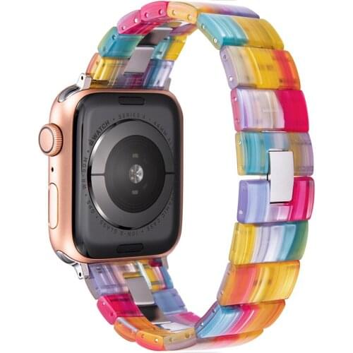 Resin Stainless Steel strap for apple watch band 44mm iwatch 42mm Series SE 6 5 4 3 2 1 Wristband loop 40mm bracelet Replacement