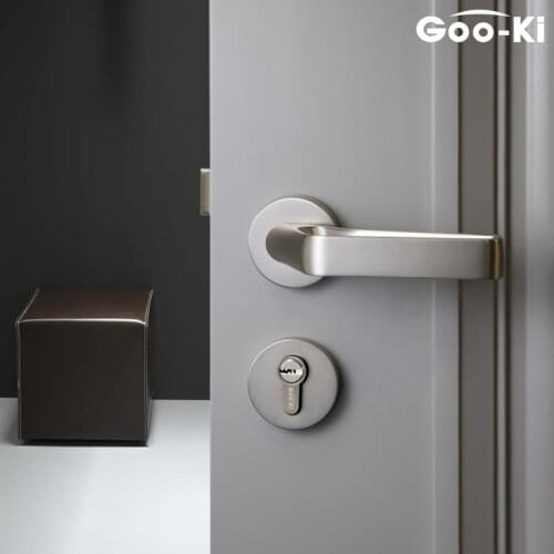 Modern Brushed Nickel Hollow out Interior Door Handle Lock Set with Lock Security Mute Lock Set for Furniture Handle Hardware