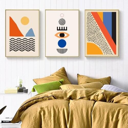 Modern Multicolored Abstract Geometric Wall Art Canvas Painting Picture Posters and Prints Gallery Kids Kitchen Home Decor