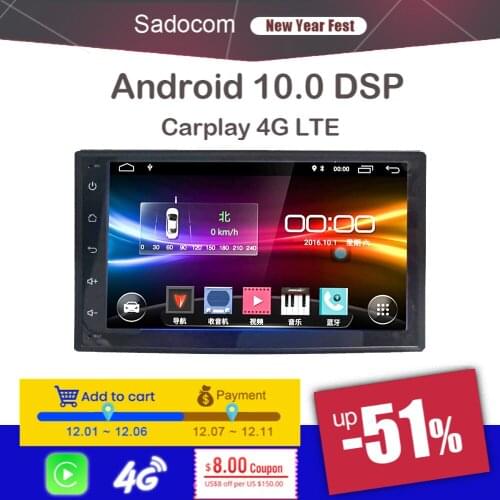 Carplay 4G LTE module Android 10.0 4G RAM 64GB ROM Support SIM Network Car GPS 2 din Universal car Radio dvd player