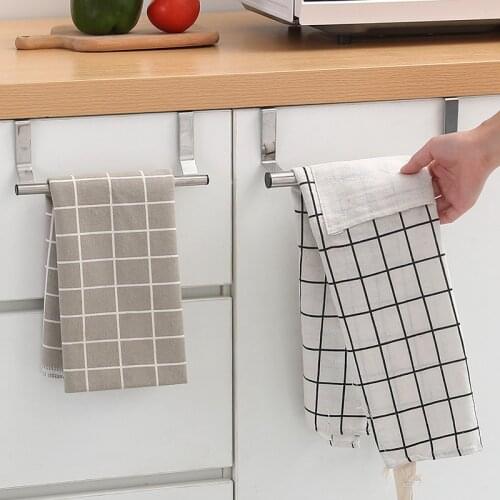 Towel Rack Over Door Towel Bar Hanging Holder Stainless Steel Bathroom Kitchen Cabinet Towel Rag Rack Shelf Hanger Home Supplies
