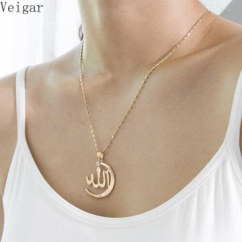 Vintage Ethnic Style Religious Necklace Moon Necklaces Female 2018 Fashion Jewelry Ladies Party Rhinestone Necklace