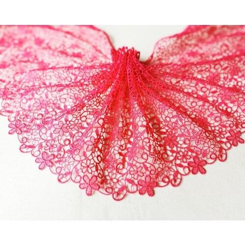 1 Meter HOT Roseo Embroidery Flower Lace Fabric Trim Ribbon DIY Sewing Bridal Applique collar Dubai Guipure Dress Wedding Decor