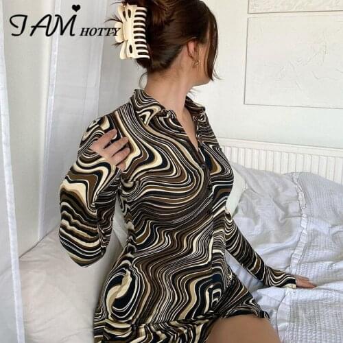 Paisley Ripple Printed y2k Vintage Mini Shirt Dress For Women Harajuku Long Sleeve Summer Party Korean Fashion Dresses Iamhotty