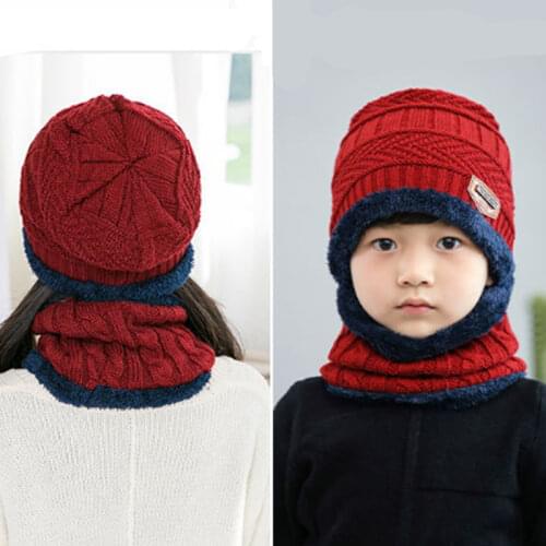 Winter Knitted Baby Beanie Hats Infant Kids Scarf Warm Coral Fleece Ear Warmers Baby Caps Turban Wool Fur Hats For Girl Boys