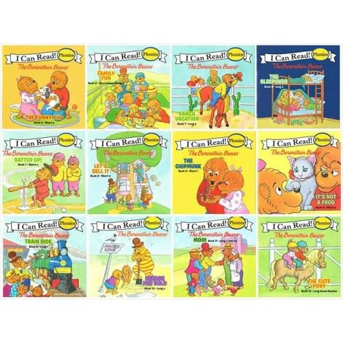 12 Books/Set I Can Read Phonics My First Berenstain Bears English Picture Book Children Pocket Story Book