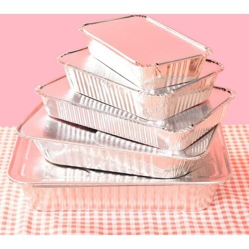 250pcs/lot Wholesale Disposable Bowl Cover for Fast Food Square Lunch Box Barbecue Takeout Box Aluminum Foil Meal Box