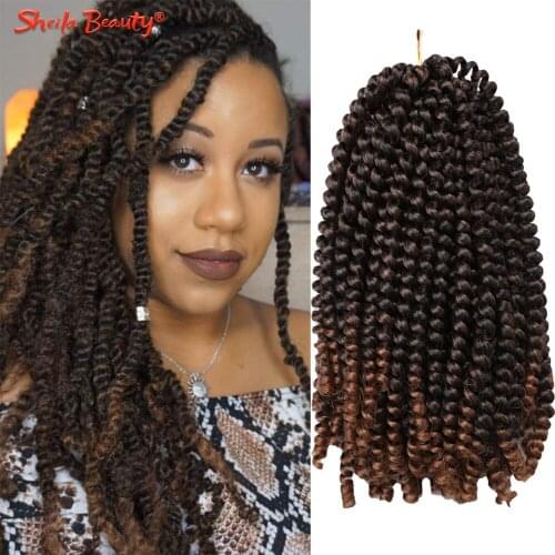 8Inch Ombre Spring Twist Hair Crochet Braids Passion Twist Synthetic Pre-Twist Hair Extension Bomb Twist For Women Black Rainbow