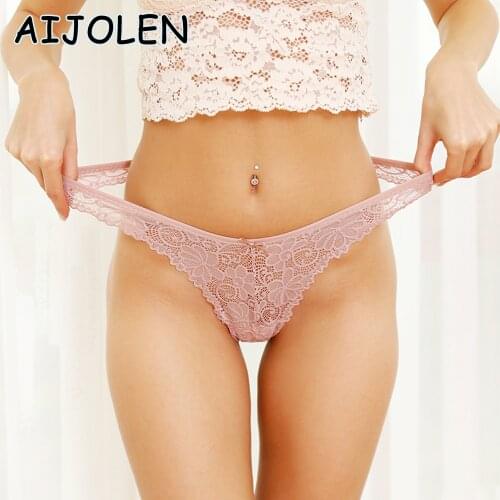 AIJOLEN 3Pcs/Lot Sexy Lace Thong Low Waist Lace Transparent Panties Women Hollow out Breathable G String Briefs Bow Underwear