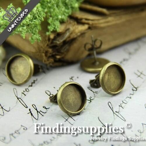 Diy accessories 10mm time gem stud earring base ancient bronze stud earring