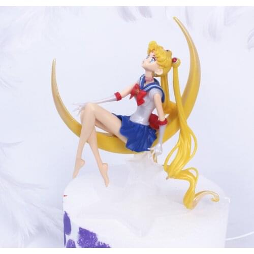 Anime Solid Moon Beautiful Girl Hand Office Boy Warrior Cake Baking Decoration Ornaments Girl Birthday Cake Decoration