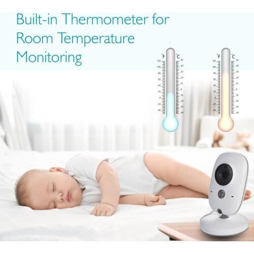 Wireless Baby Monitor, 3.2 Inch LCD Screen, IR Night Vision, 2 Way Talk, 8 Lullabies, Temperature Monitor, Video, Radio, BabyCam