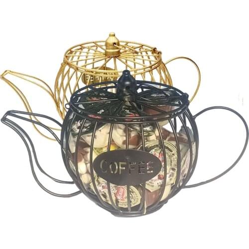 Large Capacity Multifunction Hollowed Coffee Capsule Basket Anti-Rust Creative Iron Wire Electroplating Gold Spray Storage Cup