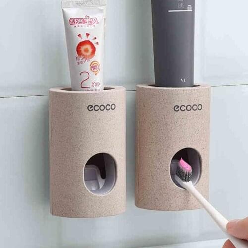 Toothpaste Dispenser squeezer nail-free automatic Wall mounted Stand toothpaste Dust-proof Toothbrush Holder Bathroom accessorie
