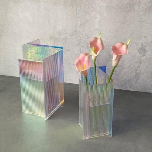 Corrugated Colorful Phantom Acrylic Vase Ladder Design Nordic Creativity Decorative Ornaments Flowers And Flowers