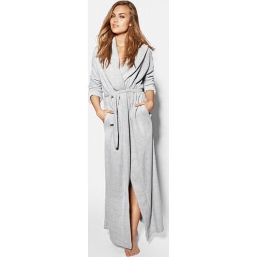 Female Male Flannel Lapel Bathrobe Women Men European Style Brand Warm Elegant Dressing gown Winter Long Robe Thick Bath Robes