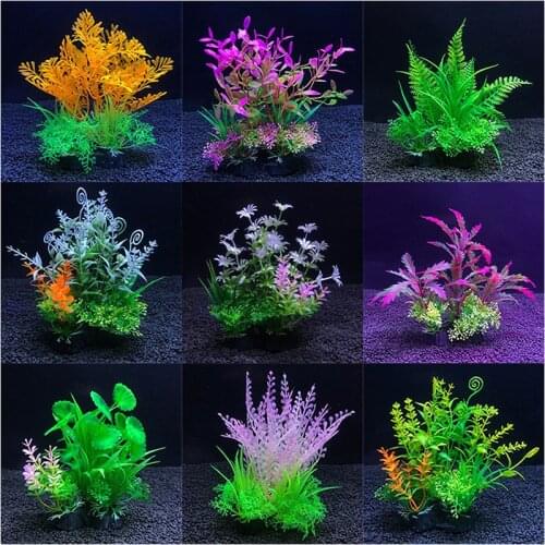 13 Kinds Artificial Aquarium Decor Plants Water Weeds Ornament Aquatic Plant Fish Tank Grass Decoration Accessories 14cm