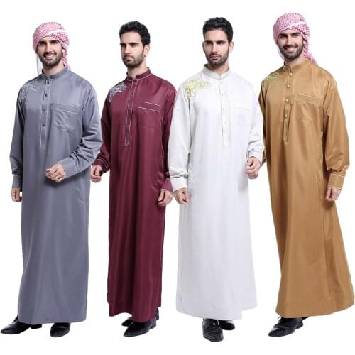 Islamic Men Thobe Jubba Thoub Saudi Arab Daffah Dishdasha Kaftan Dubai Muslim Ramadan Prayer Robe Abaya Middle East Eid Dress