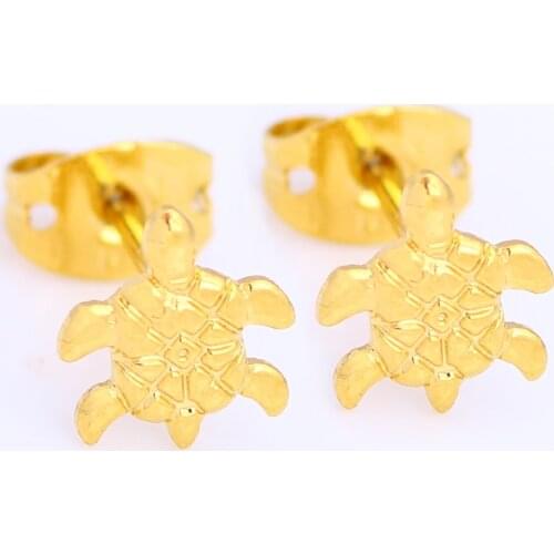JH Simple Cute Small Baby Turtle Stud Earrings Gold 2019 Womens Fashion Cute Earrings Brand Jewelry Accessories