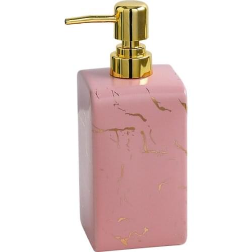 Ceramic Liquid Soap Dispenser Bathroom Shampoo Shower Gel Bottle Gold SUS 304 Head Bath Hardware Birthday Gifts Presents Pink