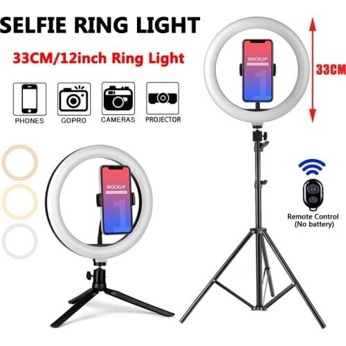 New 33cm LED Photography Lighting Fill Lamp Selfie Remote Control Ring Light Lamp With 50cm Tripod For TikTok Youtube Video Live