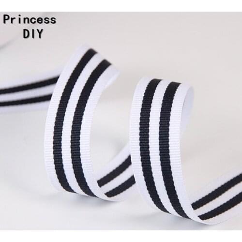 2cm 3.5cm 3.8cm Polyester Stripe Grosgrain Black White Ribbon DIY Bowknot Cloth Sewing Piping Border Accessor Belt Gift Wrapping