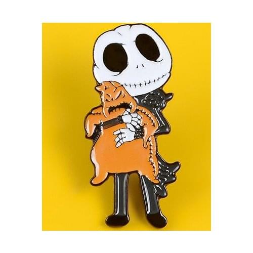 Trendy Jack Skellington Enamel Pin The Nightmare Before Christmas Cartoon Movie Collection Zinc Alloy Brooch Pin Badge Xmas Gift