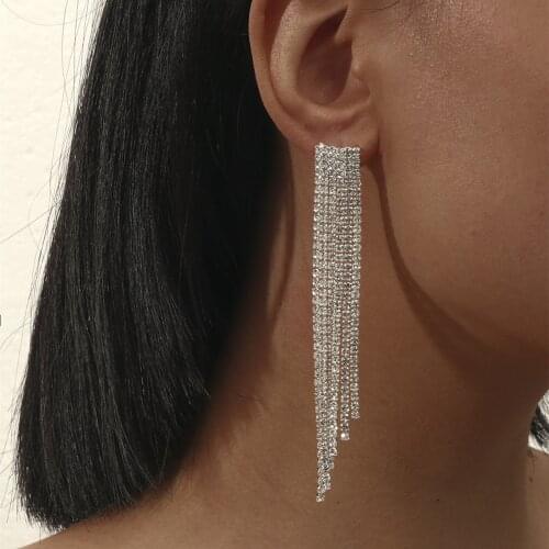 Fashion luxurious Crystal Earrings Crystal Rhinestone long Drop Earrings For Woman Girl Gifts wedding Jewelry Wholesale