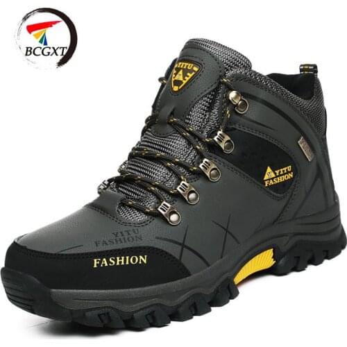 Brand Mens Winter Boots Warm Mens Snow Boots High Quality Leather Waterproof Men Sneakers Outdoor Men Hiking Boots Work Shoes