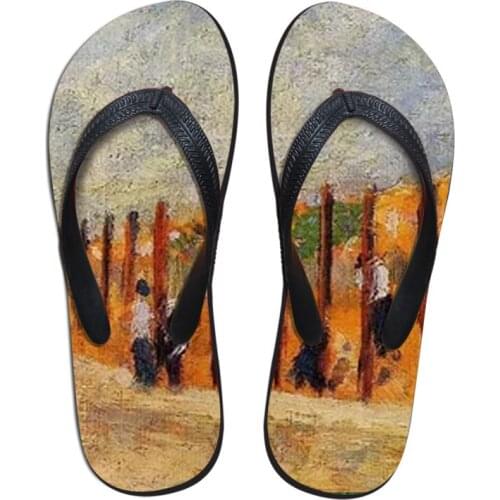New Arrival Summer Fashional Beach Men Slippers Painting Art Printing boy Flats indoor & outdoor Flip-flops Shoes Georges Seurat