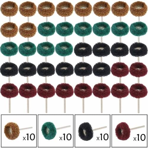 40 Pcs 3mm Abrasive Buffs Polishing Buffing Wheel Set Kit for Dremel Rotary Tool Grinding Accessories
