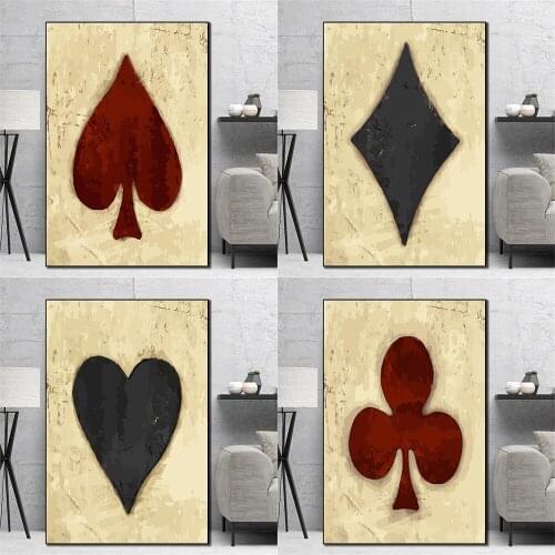 DIY Painting By Numbers Art Playing Cards Chess Retro Oil Painting Home Decoration Canvas Frameless Poster Coffee Bar Mural