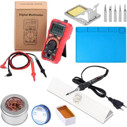 JCD soldering iron kits with Digital multimeter Adjustable Temperature 220V Welding solder iron kits rework station high quality