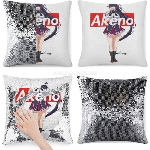 Akeno Himejima-Box Logo Highschool DxD Sequin Pillowcase Cafe Home Decor Color Changing Pillowcase Highschool Dxd Rias Gremory I