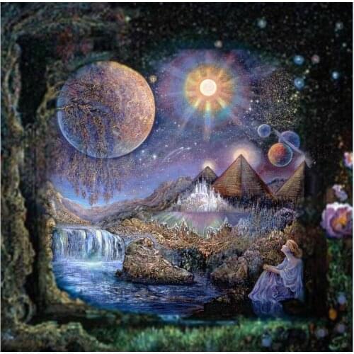 New mosaic Full Diamond embroidery beads Pyramid River Moon Beauty diamonds cross stitch scenic painting inlay handwork sale