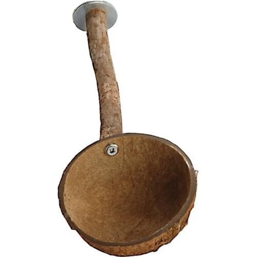 Parrot Logs Standing bar Coconut Shell Food Basin Natural Style Squirrel Bird Toys Pet Products Bird Supplies