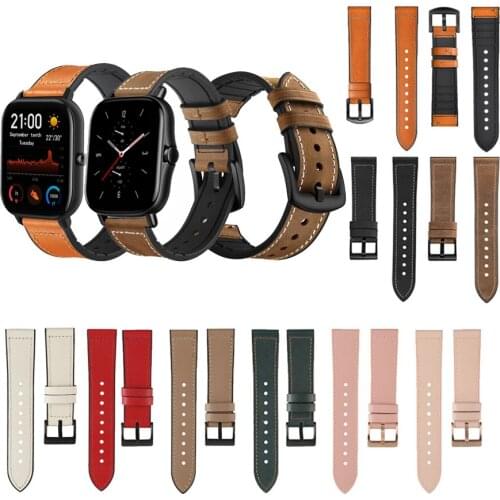 20mm Leather Silicone Watch Band Strap for Huami Amazfit GTS 2 for GTR 42mm Replacement Correa Wrist Bracelet straps 22mm